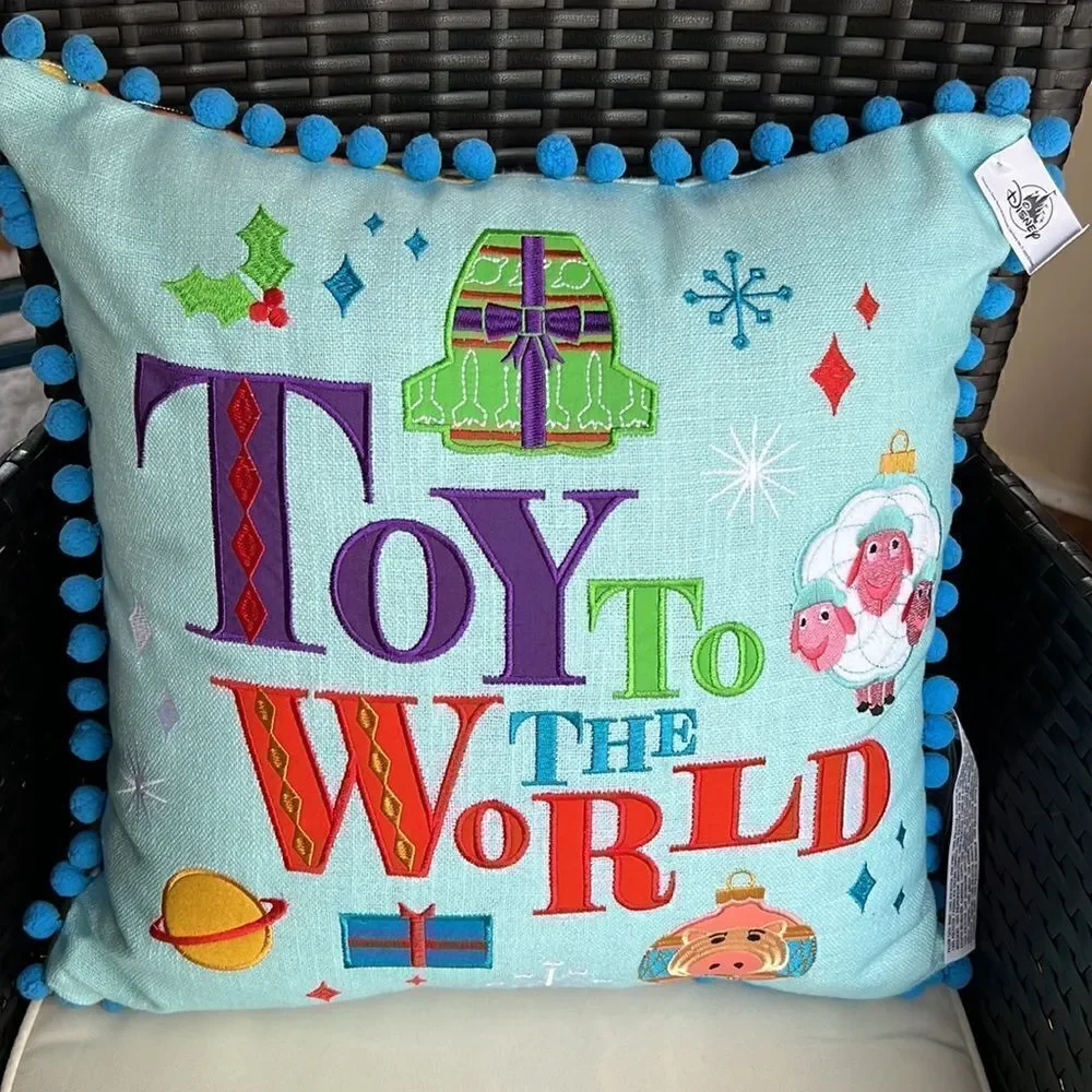 Disney Throw Pillow - Pixar Holiday ''Toy To The World''